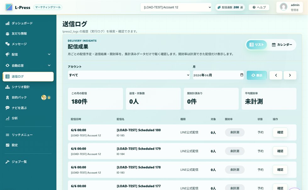 送信ログ